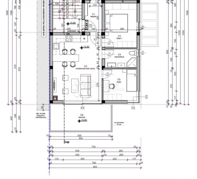 Luksuzna novogradnja 400m od mora (ZGRADA D) - 2. kat