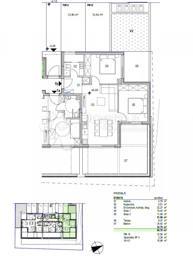 Wohnung Povljana, 119,68m2