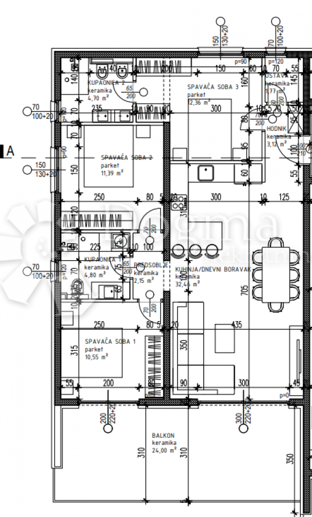 THREE-BEDROOM APARTMENT ON THE SECOND FLOOR OF A NEWLY BUILT RESIDENCE, S5