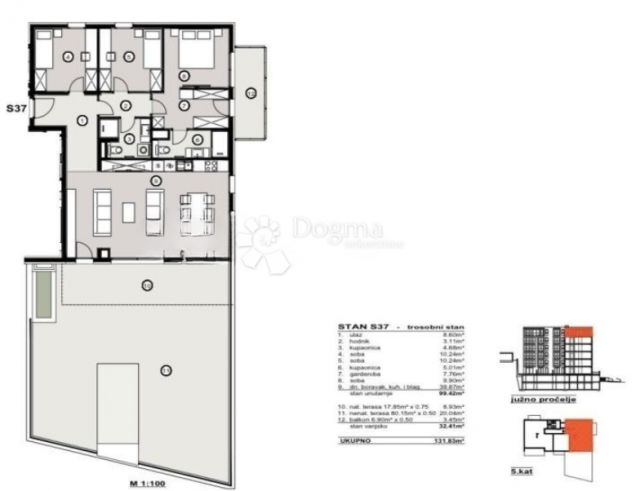 Wohnung Žnjan, Split, 131,83m2