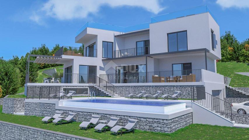 OPATIJA, POLJANE - zemljište 4400m2 s građevinskom dozvolom za vilu s bazenom i pogledom na more