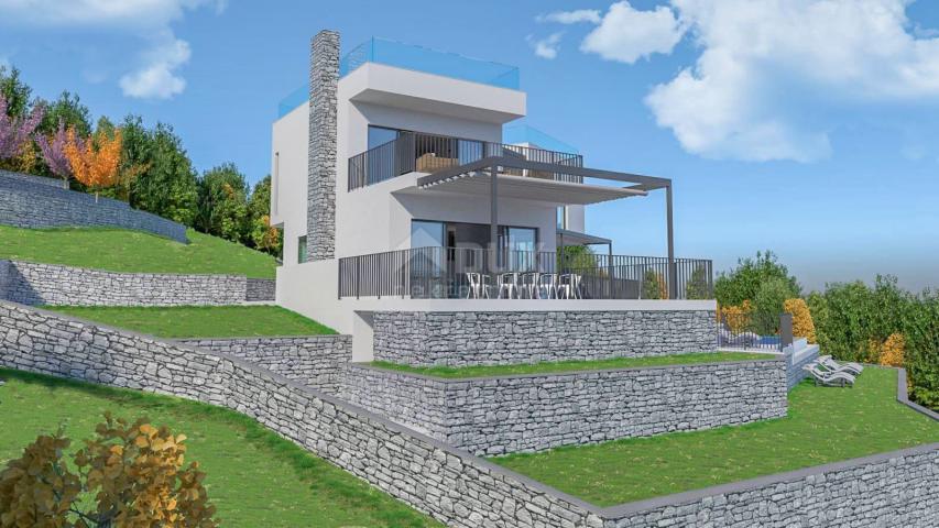 OPATIJA, POLJANE - Grundstück 4400m2 mit Baugenehmigung für Villa mit Pool und Meerblick