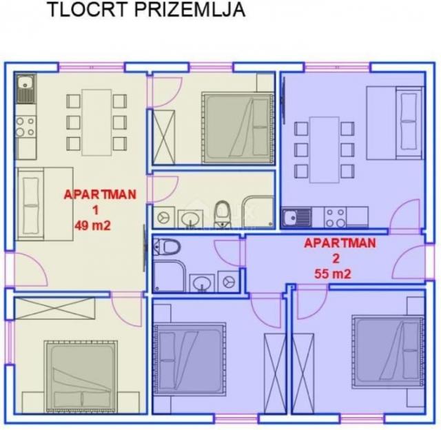 PAG, GRAD PAG - Kuća s 4 apartmana i prostranom okućnicom 