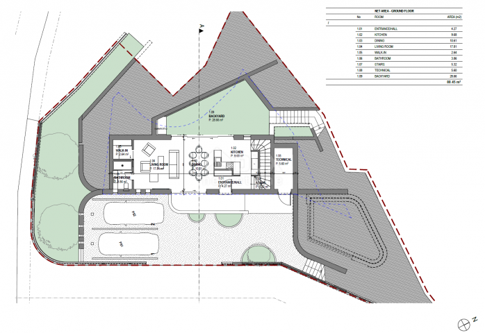 LABIN, SVETA MARINA- stara kuća s građevinskim zemljištem 935m2, pogledom na more i 2 idejna projekt