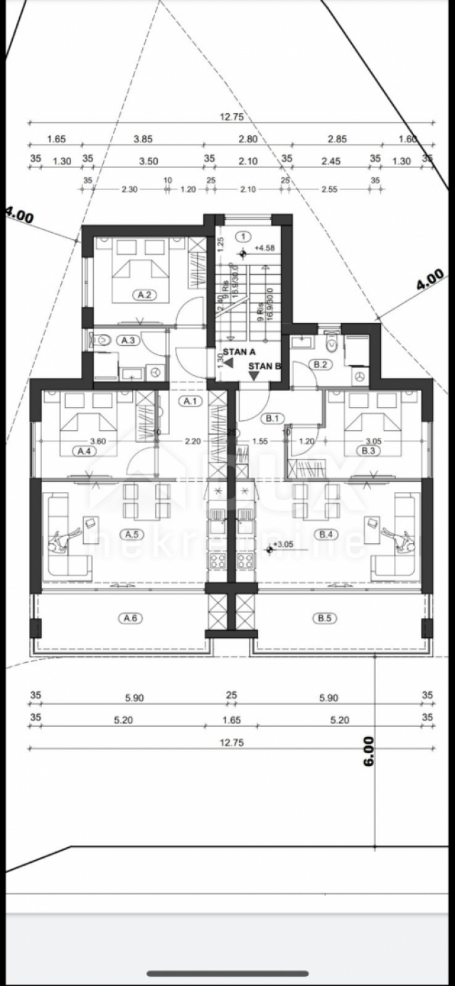 OPATIJA, OPRIĆ -zemljište s pogledom na more i projektom za 3 stana