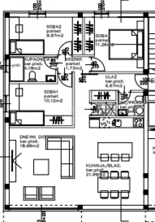 SUKOŠAN, ZADAR - S1 - Dreizimmerwohnung, Neubau