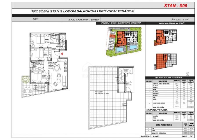 ZADAR, SUKOŠAN – Luxuriöses Penthouse im Bau, 1. Reihe zum Meer CS05