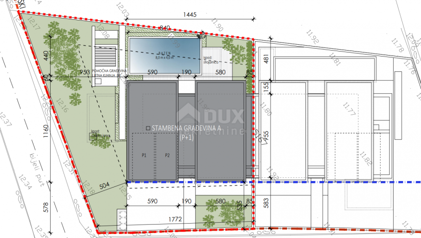 ZADAR, ZATON - Luxuriöse Doppelhaushälfte mit beheiztem Pool, Sauna und Fitnessstudio! Neubau! A1