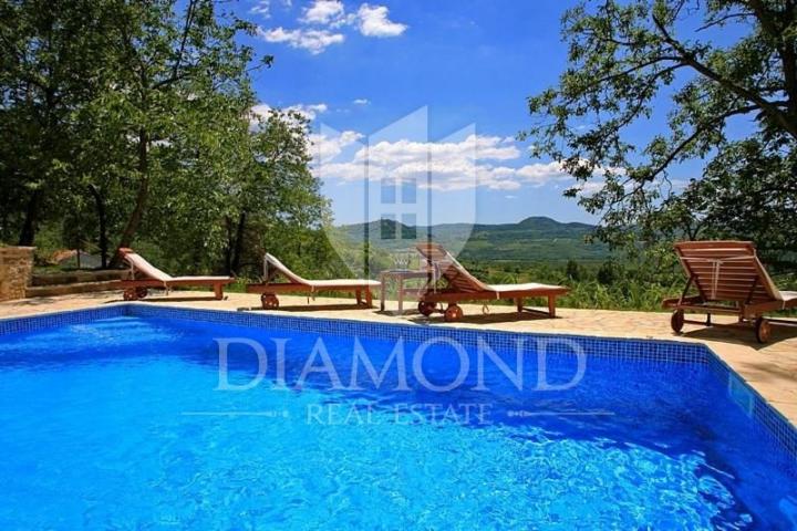 Oprtalj surroundings, villa with pool and panoramic view