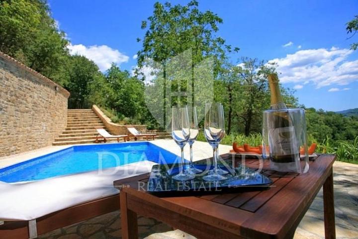 Oprtalj surroundings, villa with pool and panoramic view