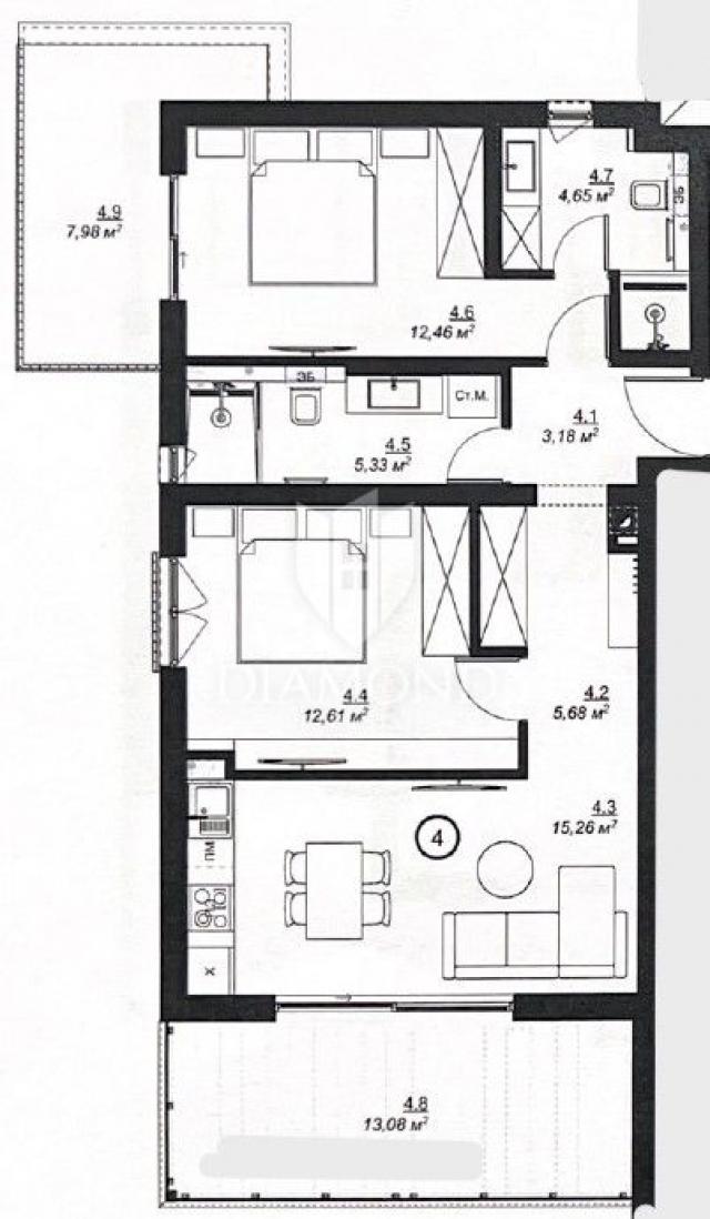 Medulin, neue Wohnung in attraktiver Lage, 2. Reihe zum Meer