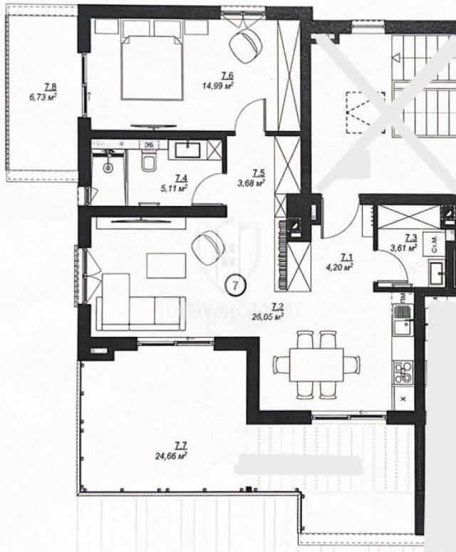 Medulin, neues Penthouse in fantastischer Lage 100 m vom Meer entfernt