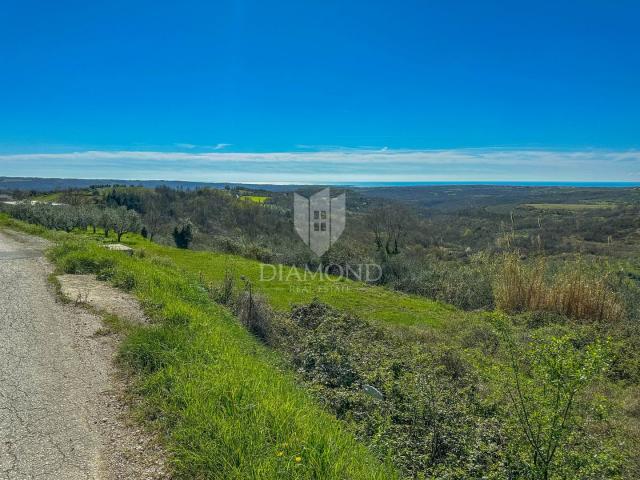 Buje, okolica. Zemljište sa panoramskim pogledom i građevinskom dozvolom!