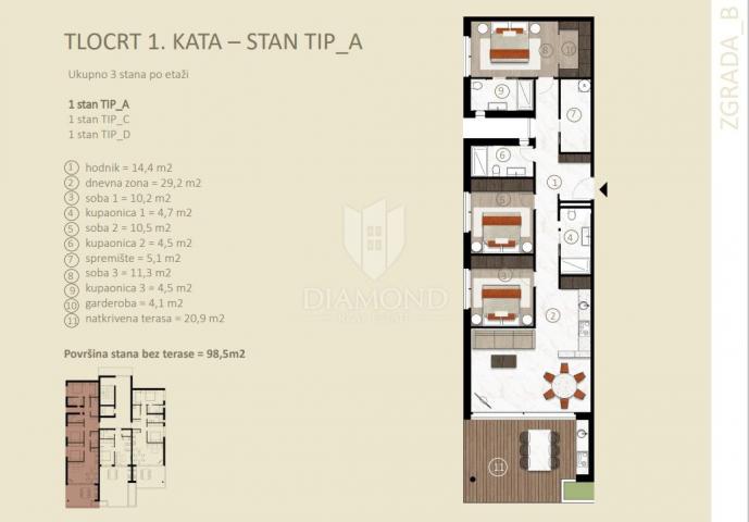 Wohnung Novigrad, 98m2