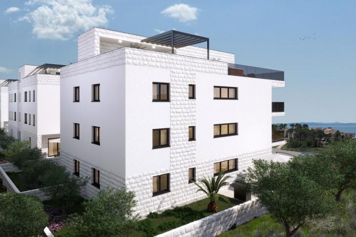 Zadar, Privlaka, novogradnja, luksuzni apartman na prvom katu s pogledom na more NKP 77, 3 m2