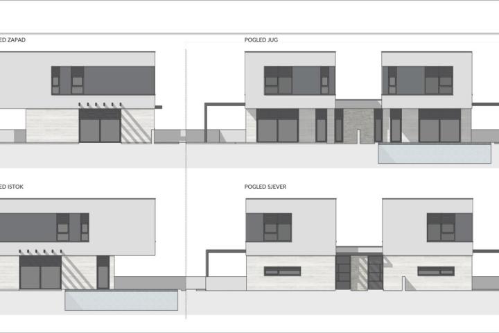 Medulin, moderna dvojna kuća oznake B - 120 m2 sa zelenom površinom  od 250 m2