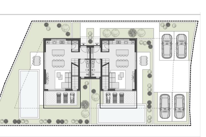 Medulin, moderna dvojna kuća oznake B - 120 m2 sa zelenom površinom  od 250 m2