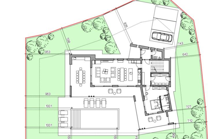 Istra, okolica Marčane - građevinsko zemljište 3040 m2 s gotovim projektom za 3 vile