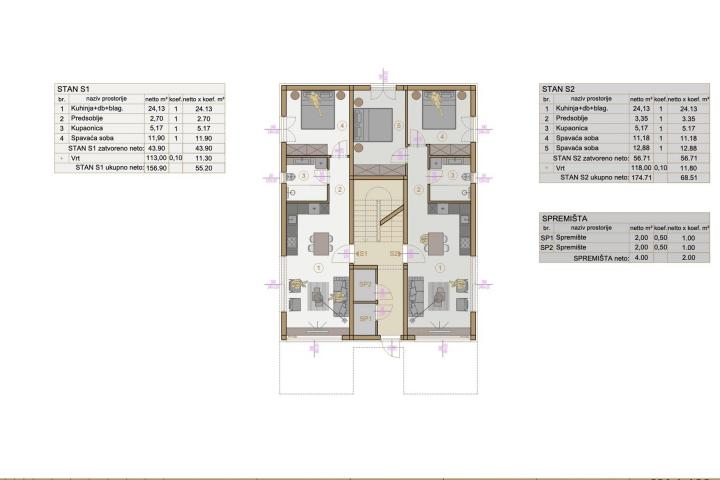 Istra, Banjole, NOVOGRADNJA - trosobni stan S2 s vrtom 70. 75 m2 NKP 84. 17 m2