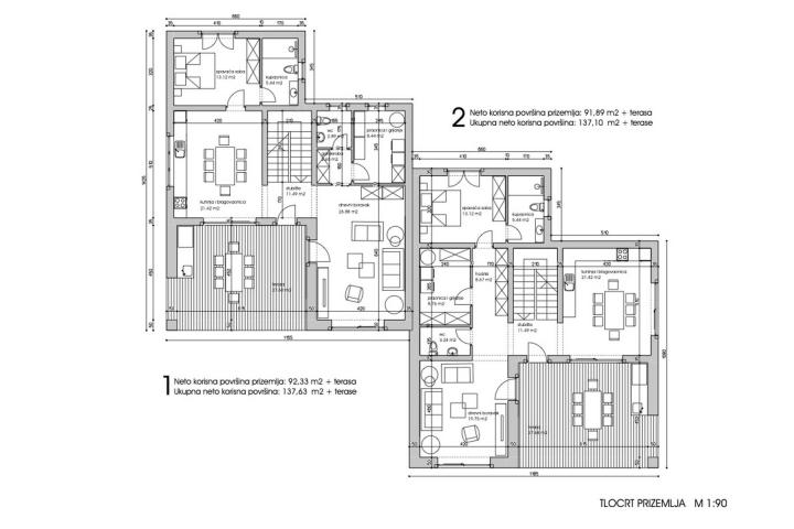 Istra, Marčana, dvojna kuća NKP 180 m2 u mirnom  uređenom naselju