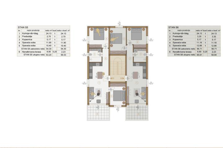 Istra, Banjole, NOVOGRADNJA, POGLED NA MORE - trosobni stan S6 NKP 62. 14 m2