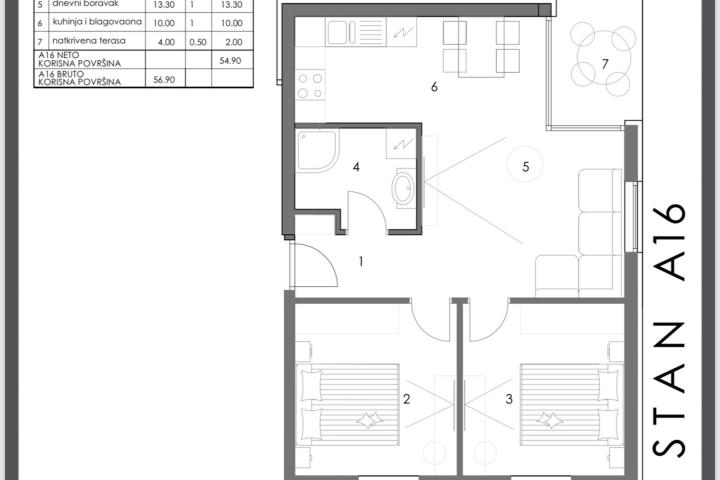 Istra, Medulin, A16 stan s terasom 56, 90m2, 300 m od plaže