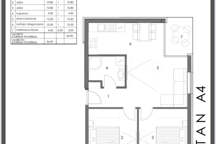 Istra, Medulin, A4 stan u prizemlju 56, 90 m2, novogradnja - 300 m od mora