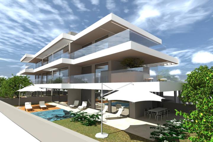 Zadar, Privlaka, Trosoban penthouse 113, 29m2 sa krovnom terasom, 2. red do mora, NOVOGRADNJA