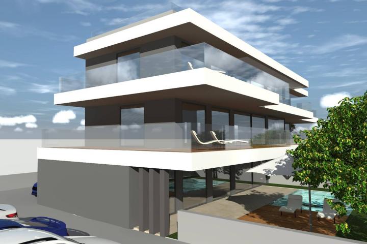 Zadar, Privlaka, Trosoban penthouse 113, 29m2 sa krovnom terasom, 2. red do mora, NOVOGRADNJA