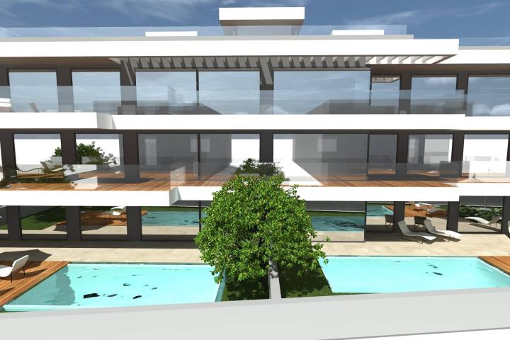 Zadar, Privlaka, Trosoban penthouse 113, 29m2 sa krovnom terasom, 2. red do mora, NOVOGRADNJA