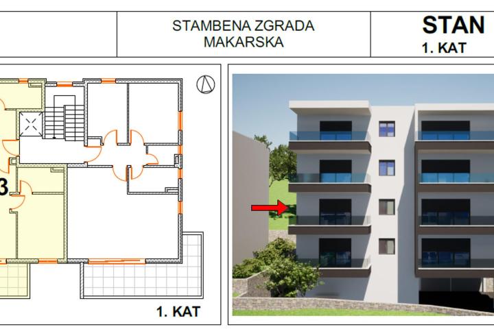 Makarska, dvosoban stan, novogradnja S3