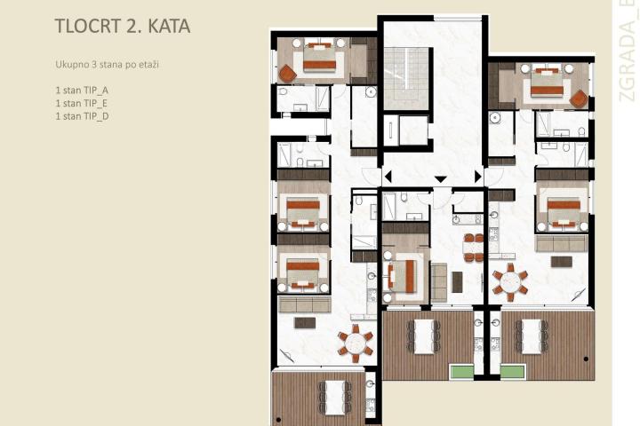 Istra, Novigrad, dvosoban stan s terasom na drugom katu NKP 96, 63 m2, moderna novogradnja