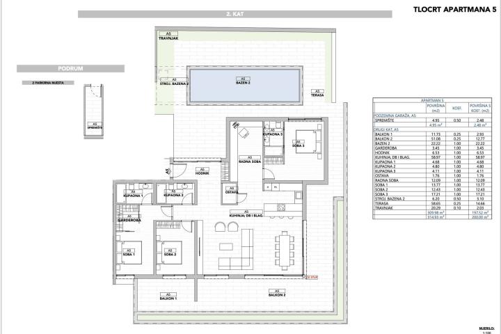 Opatija, peterosoban stan s pogledom na cijeli Kvarner, NKP 200 m2