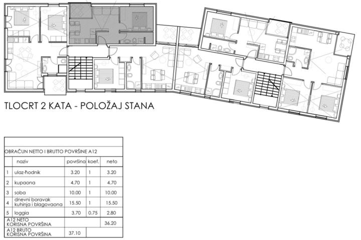 Istra, Medulin, A12 stan na drugom katu 37 m2, 300 m od mora