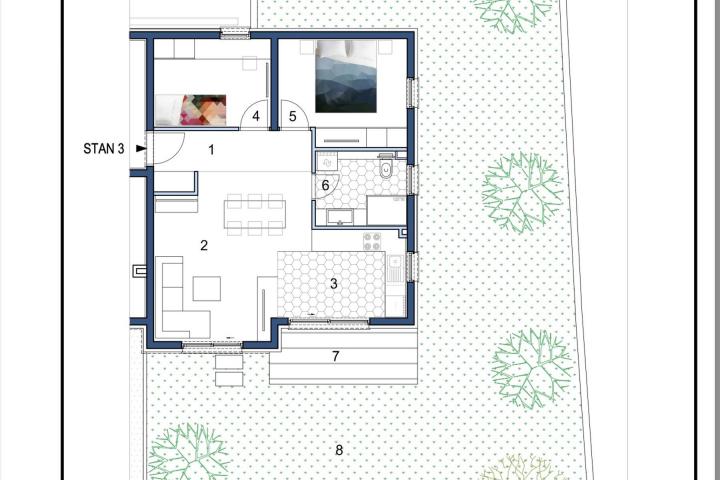 Kaštela, dvosoban stan 61, 4 m2 prizemlje s vrtom od 144m2