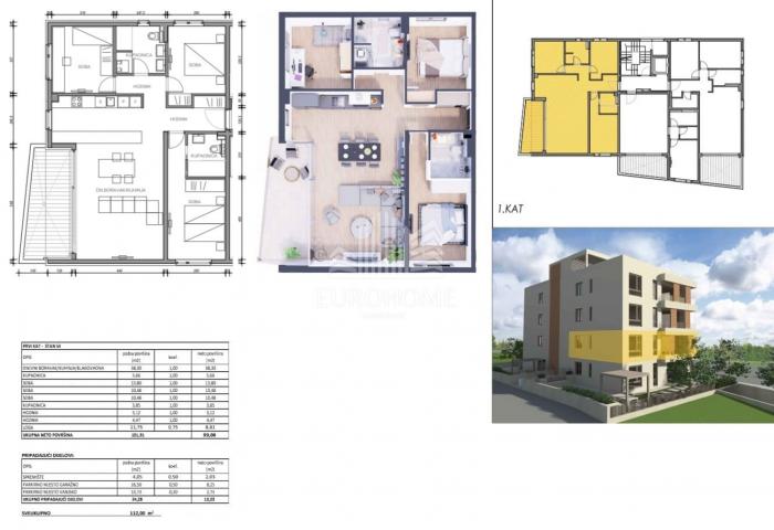 Zadar-Vitrenjak, EKSKLUZIVNA LOKACIJA!4S stan, NKP 112m2