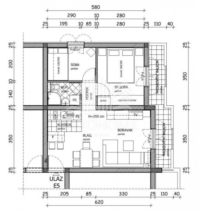 Pag, Pag, trosobni apartman 46 m2 200 m od mora +VPM