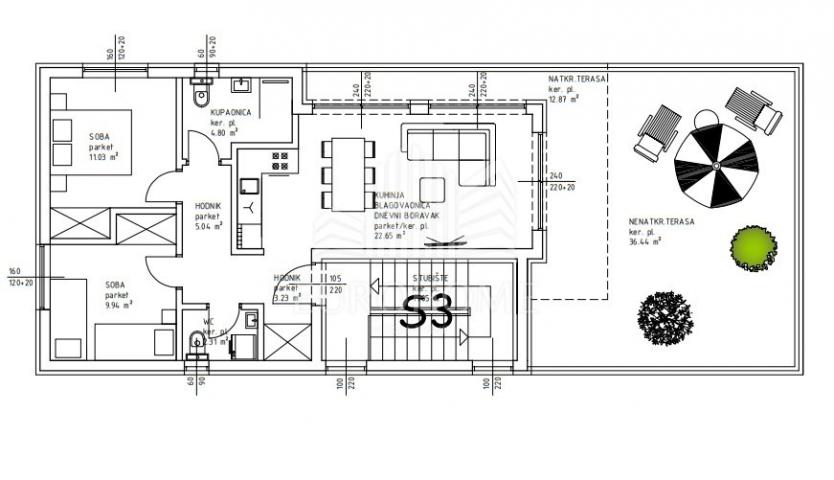 Privlaka, Sabunike, novogradnja, luksuzni trosobni stan 74. 54m2+2 parkirna mjesta