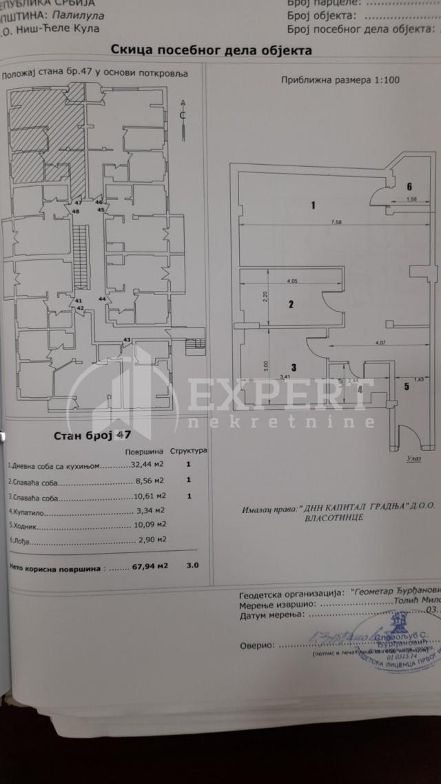 Dvoiposoban  stan  na  Paliluli, potkrovlje, lift,  68 m2