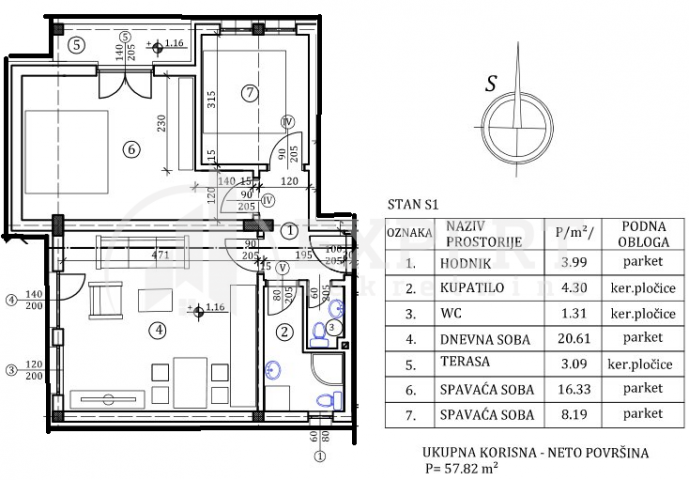 Stan u novogradnji, 58m2 preko puta hotela Tami Residence