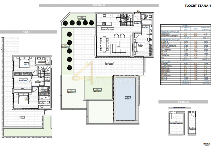 Opatija, novogradnja, 212. 71m2, dvoetažni 4s+db, balkon, okućnica