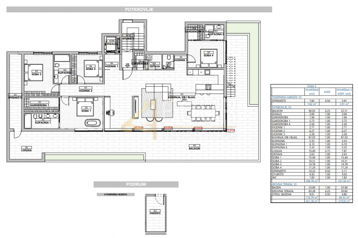 Opatija, novogradnja, 4s+db, 274. 93m2, pogled na more