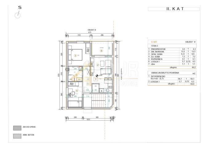 Otok Krk, Šilo, novogradnja, 44. 20m2, 1s+db, lođa, pogled na more