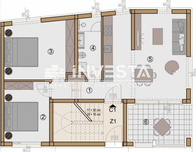 Medulin, stan u prizemlju s vrtom 81, 21 m2, novogradnja, 200 m od mora