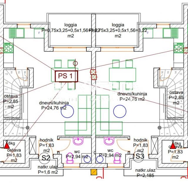 Ližnjan, kuća u nizu sa vrtom, parkingom i ostavom, 90 m2, novogradnja