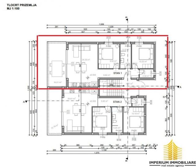 Novogradnja: stan S2, prizemlje, Povljana, 77. 74m2 