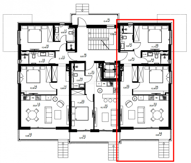 Medulin – Stan 2S+DB u prizemlju novogradnje 100 m od mora (43/3)