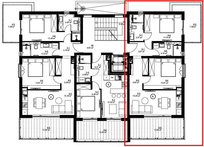 Medulin – 2-Zimmer-Wohnung im 1. Stock, 100 m vom Meer entfernt (43/6)