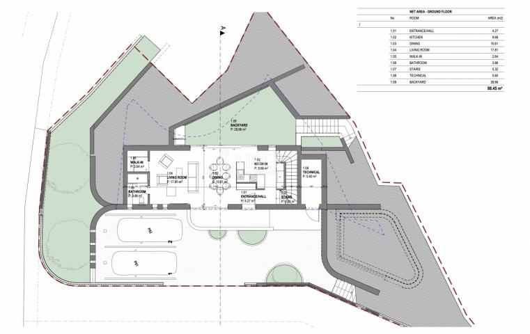 Rabac - građevinsko zemljište s idejnim projektom, 435 m2