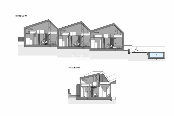 Rabac - Baugrundstück mit Meerblick, 500 m2